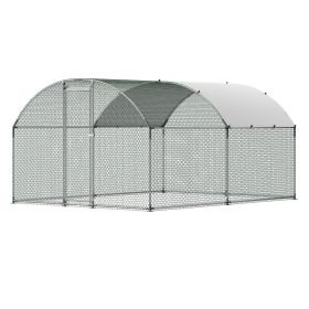 VEVOR Metal Chicken Coop, 9.8x13.1x6.5 ft Large Walk-in Chicken Runs with Cover, Doom Roof Hen House Enclosure with Security Lock