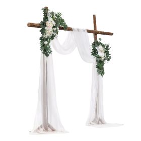 VEVOR Artificial Wedding Arch Flowers Kit, White Wedding Arch Flowers with Drapes Kit (Pack of 4) - 2 Pcs Floral Arrangement, 2 Pcs Sheer Drapes