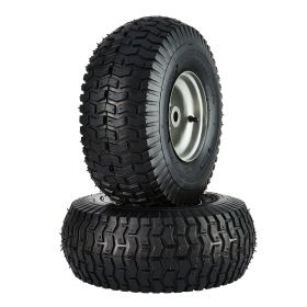 VEVOR Lawn Mower Tires, 15x6-6" Lawn Tractor Tires, 2-Pack Tire and Wheel Assemblies, Turf Pneumatic Tires with 3" Centered Hub and 3/4" Bushing