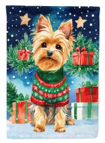 Yorkshire Terrier Yorkie Christmas Garden Flag Mailbox Flag Decorative Yard Flag Banner Outside Patio Artwork Yard Flower Beds, Garden Size