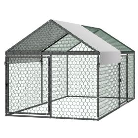 VEVOR Metal Chicken Coop for 4-6 Chickens, 3.3 x 6.6 x 3.3 ft, Small Chicken Cage with Waterproof Cover & Double Doors