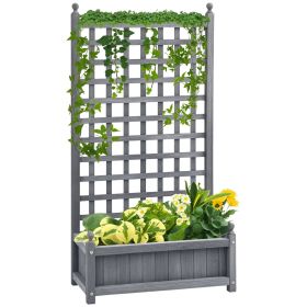 Raised Garden Bed with Trellis for Climbing Vines, Wood Planter Box for Garden, Free Standing Flower Bed, Indoor Outdoor Display Rack