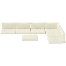 Replacement Cushions for Rattan Furniture, 14 Piece Outdoor Seat Cushion Pad for Patio Set, 7 Seat and 7 Back, Cream