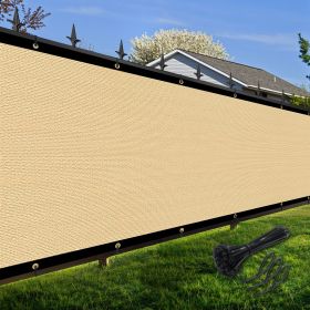 Artpuch Privacy Fence Screen Sand Customized Outdoor Mesh Panels for Backyard, Balcony,Patio,Construction Site with Zip Ties (Color: Sand, size: 5x39 ft)